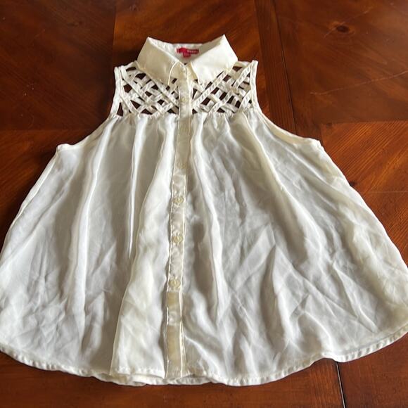 Bongo Jr Size M Cream Chiffon Sleeveless Blouse - Picture 4 of 9